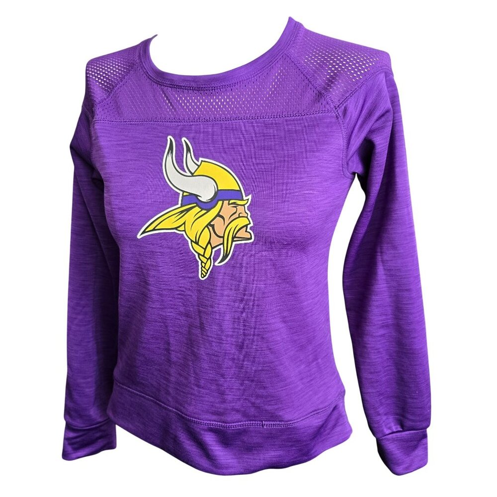 NFL Team Apparel Girls Minnesota Vikings Long Sleeve Purple Sweatshirt JJ4114